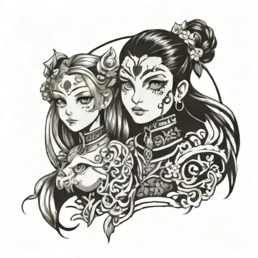 wife Samira husband Alexander children Kira Vasilisa anime tattoo design idea