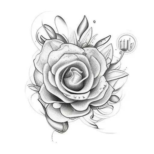 onça com flores tattoo design idea