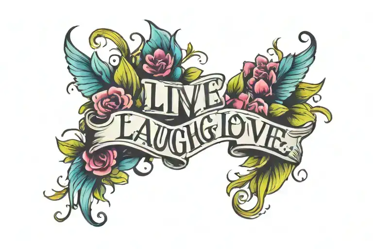 live laugh love colorful tattoo design idea