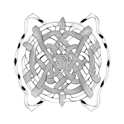 celtic knots and ocean tattoo design idea