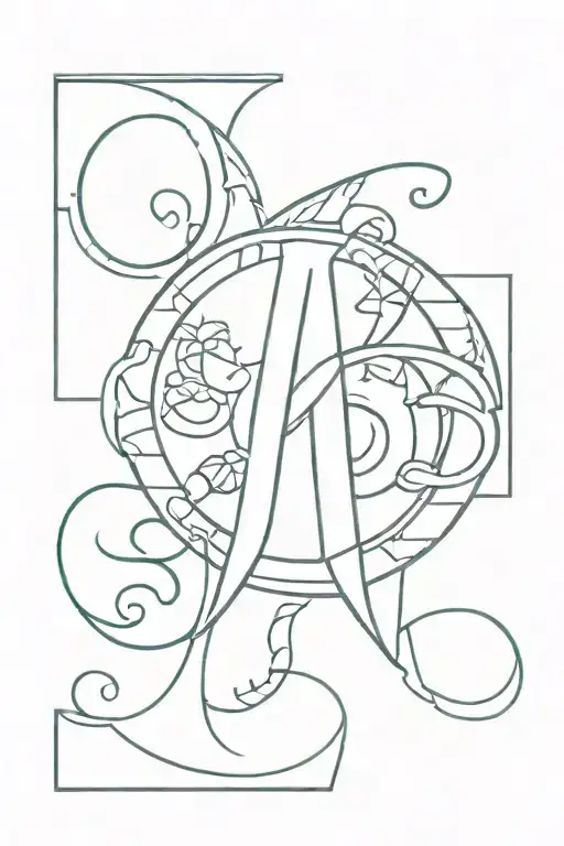 Letters: "Daddy Pat" with money design incorporating elements tattoo design idea