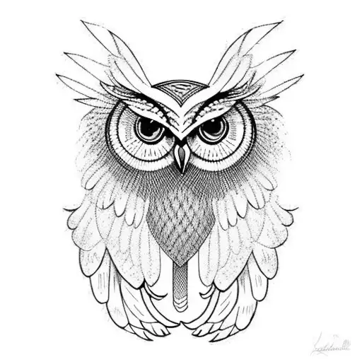 owl with wings spread, reckless in negative lettering tattoo design idea