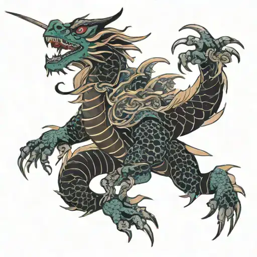 sakura, dragon, samurai tattoo design idea