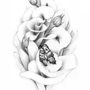 rose , lily of the valley , violet , 3 butterflies  tattoo design idea