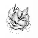 rose , lily of the valley , violet , 3 butterflies  tattoo design idea