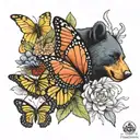 Black Bear, Cardinal, Honeybee, Timber Rattlesnake, Monarch Butterfly tattoo design idea