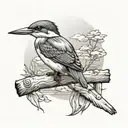 kingfisher Bird perched on a gone fishing sign tattoo design idea
