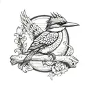 kingfisher Bird perched on a gone fishing sign tattoo design idea