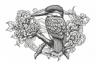 kingfisher Bird perched on a gone fishing sign tattoo design idea