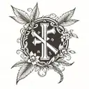 Laurel wreath with a Catholic cross and the inscription IX.IX.MCMXCVIII tattoo design idea