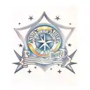 scroll for names with stars  tattoo design idea