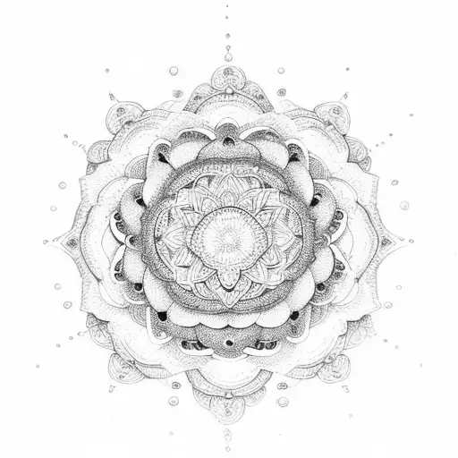 Moon mandala flowers chain  tattoo design idea