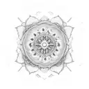 Moon mandala flowers chain  tattoo design idea
