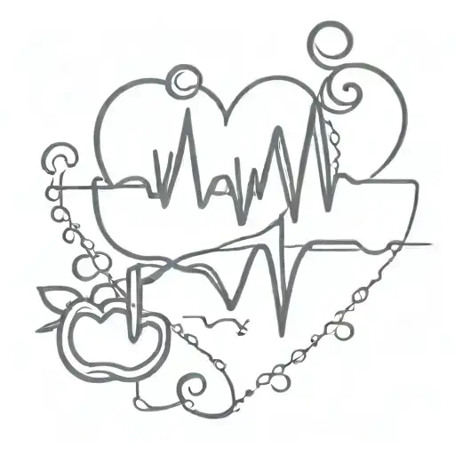 Sinus rhythm with 3 hearts symbolizing love tattoo design idea