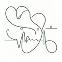 sinus rhythm with 3 hearts connected tattoo design idea