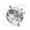 astronaut on the moon floating tattoo design idea