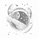 astronaut on the moon floating tattoo design idea