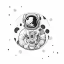 astronaut on the moon floating tattoo design idea