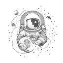 astronaut on the moon floating tattoo design idea