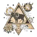 triangle with aries sign in there and aries constellation tattoo design idea