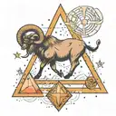 triangle with aries sign in there and aries constellation tattoo design idea