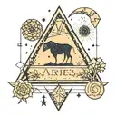 triangle with aries sign in there and aries constellation tattoo design idea