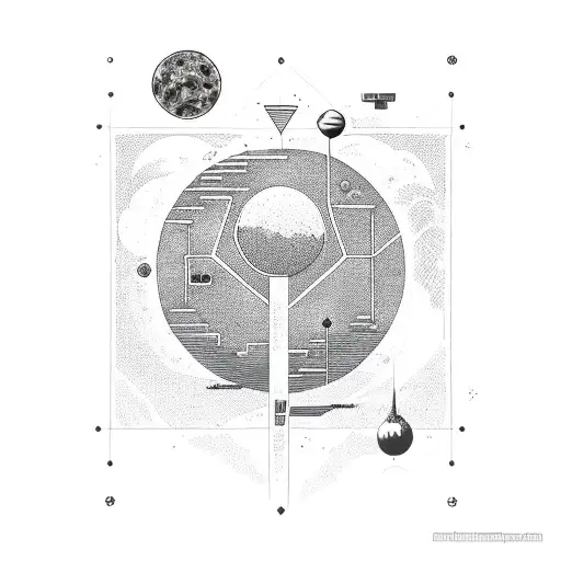 cyberpunk solar system to trees tattoo design idea