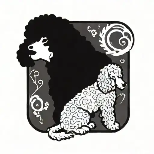 standard black poodle queen tattoo design idea