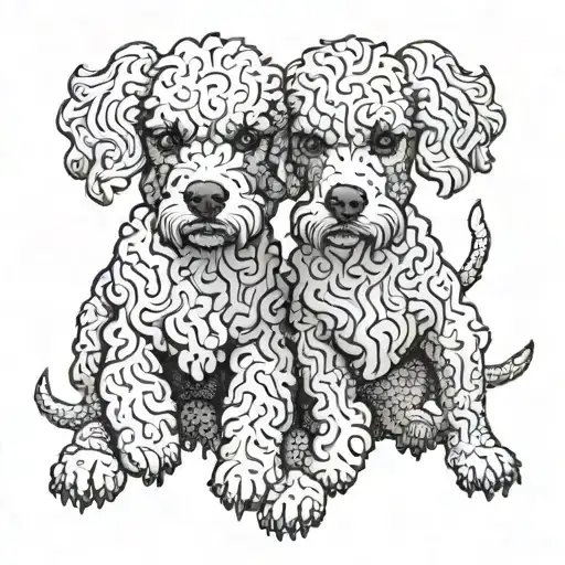 Cerberus poodle tattoo design idea