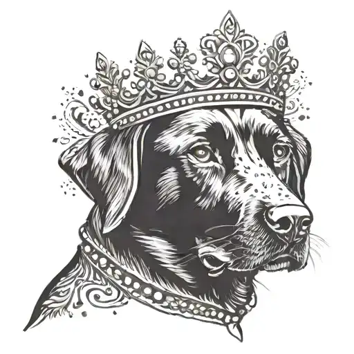 black lab with jeweled crown tattoo design idea
