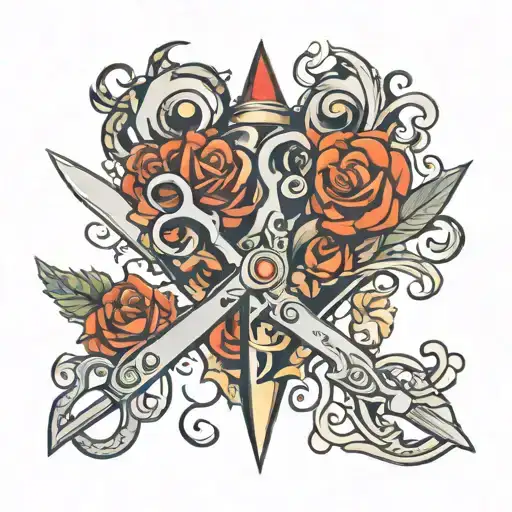 scissors adorned tattoo design idea