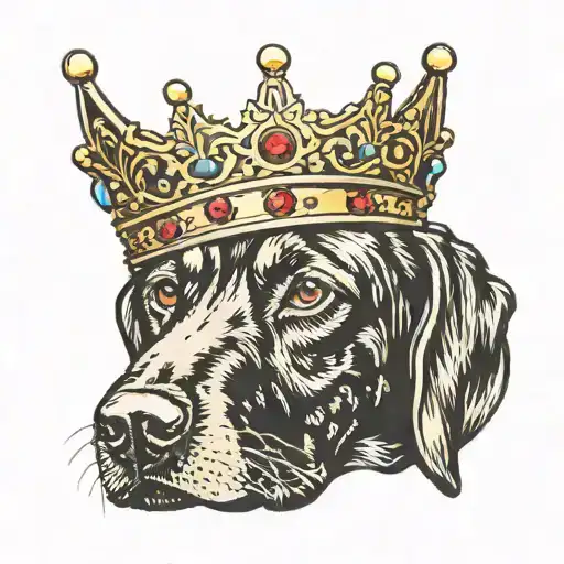 black lab with jeweled crown tattoo design idea