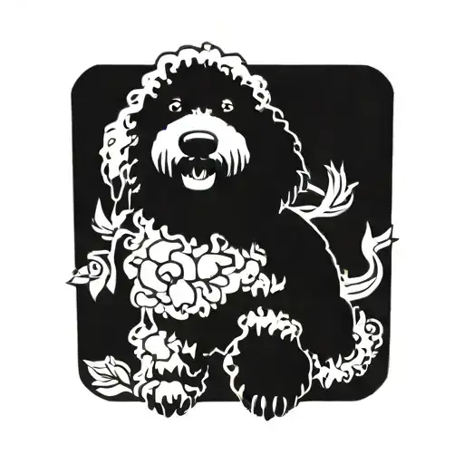 standard black poodle queen tattoo design idea