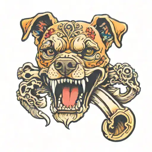 dog jaw bone  adorned tattoo design idea