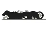 standard poodle dog silhouette with dogwood flowers tattoo design idea