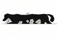 standard poodle dog silhouette with dogwood flowers tattoo design idea