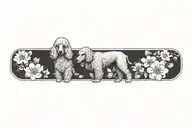 standard poodle dog with dogwood flowers tattoo design idea