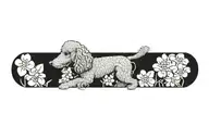 standard poodle dog with dogwood flowers tattoo design idea