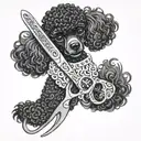grooming scissors  with black poodle dog adorned tattoo design idea