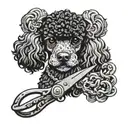 grooming scissors  with black poodle dog adorned tattoo design idea