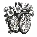 oeach blossoms growing out of a human heart tattoo design idea