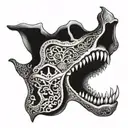 dog jaw bone  adorned tattoo design idea