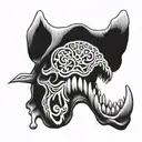 dog jaw bone  adorned tattoo design idea
