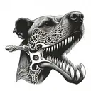 dog jaw bone  adorned tattoo design idea
