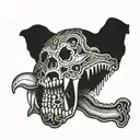 dog jaw bone  adorned tattoo design idea