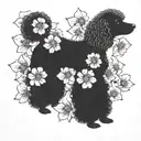 A poodle, surrounded by dogwood flowers tattoo design idea