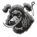 black poodle  dog with scissors tattoo design idea