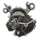 black poodle  dog with scissors tattoo design idea