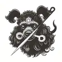 black poodle  dog with scissors tattoo design idea