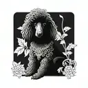 standard black poodle queen tattoo design idea